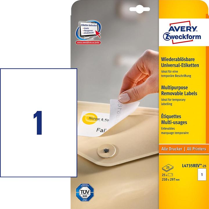 Produktbild Avery Universal-Etiketten, ablösbar