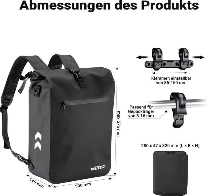 Produktbild Wiltec Gepäckträgertasche (25 l, Gepäckträgertasche)