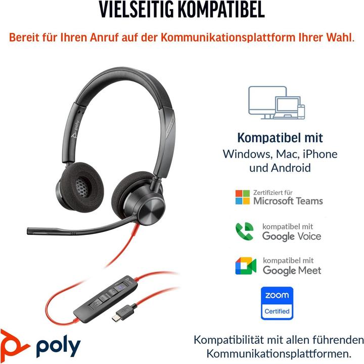 Image du produit Poly Blackwire 3320 Stereo Microsoft Teams (USB C) (Filaire, USB-C)