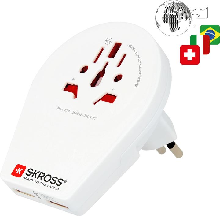 Image du produit Skross Adaptateur de voyage par pays pour 3 fiches mâles différentes