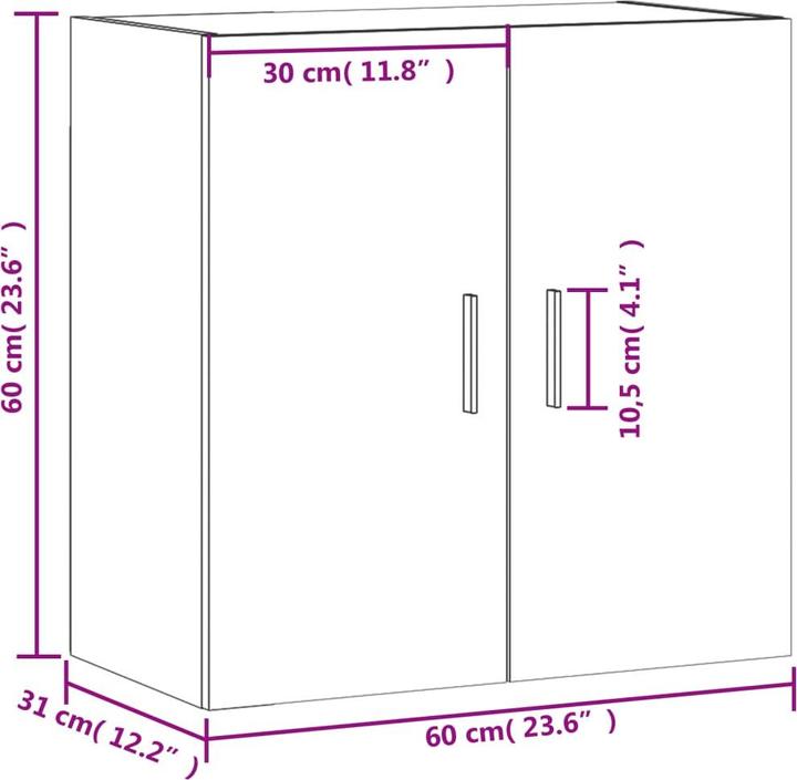 Produktbild VidaXL Wandschrank Weiss 60x31x60 cm Holzwerkstoff, Farbe: Weiss (60 x 31 x 60 cm)