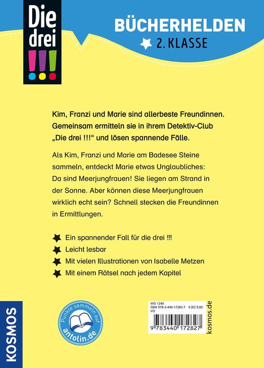 Actual product image Kosmos Die drei!!!, Bücherhelden 2. Klasse, Das Rätsel der Meerjungfrau (German, Isabelle Metzen, Jule Ambach, 2022)