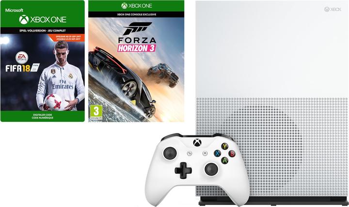Produktbild Microsoft Xbox One S 500GB, Forza Horizon 3 + FIFA 18 (ESD)