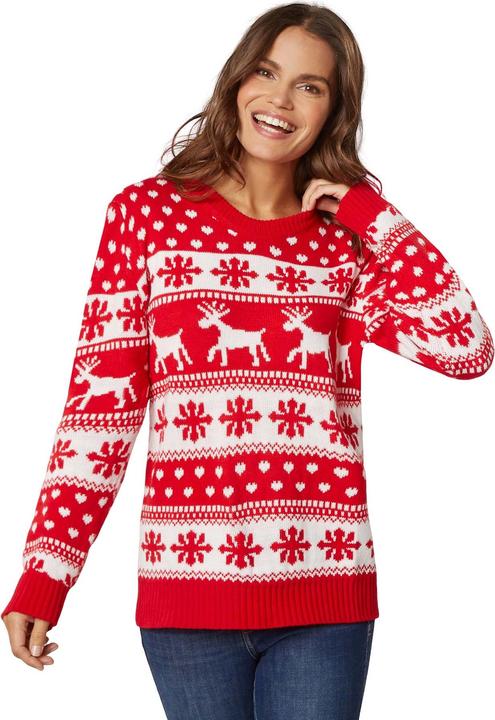 tectake Weihnachtspullover Winterzauber rot-weiss für Frauen