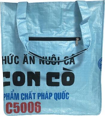 Actual product image Bekos Upcycling - Large Shopper made from recycled fish food bags light blue