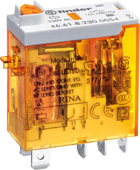 Actual product image Finder Plug in relay w/ flag, 16A, 230Vac, SPDT