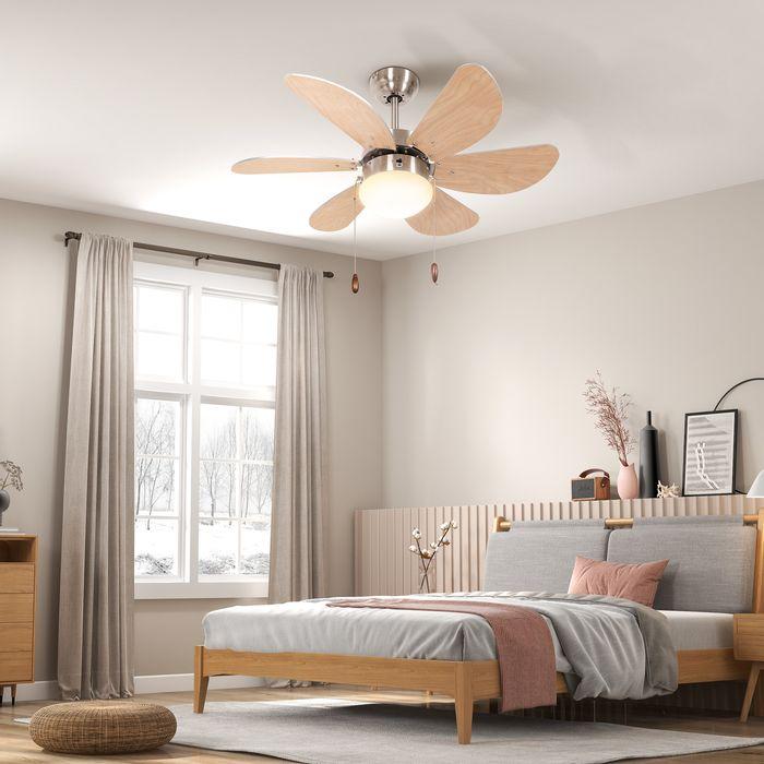 Produktbild Swisshandel24 Deckenventilator, LED Beleuchtung 16W Deckenlampe mit Ventilator, 6 umkehrbare Flügel, für Wohnzimme (42 dB)