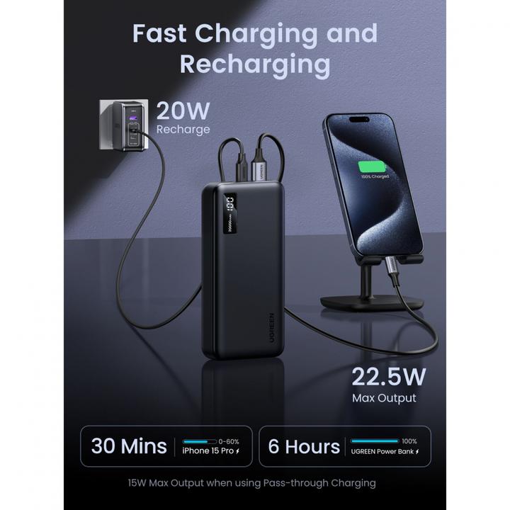 Actual product image Ugreen Two-Way Power Bank (20000 mAh, 20 W, 74 Wh)