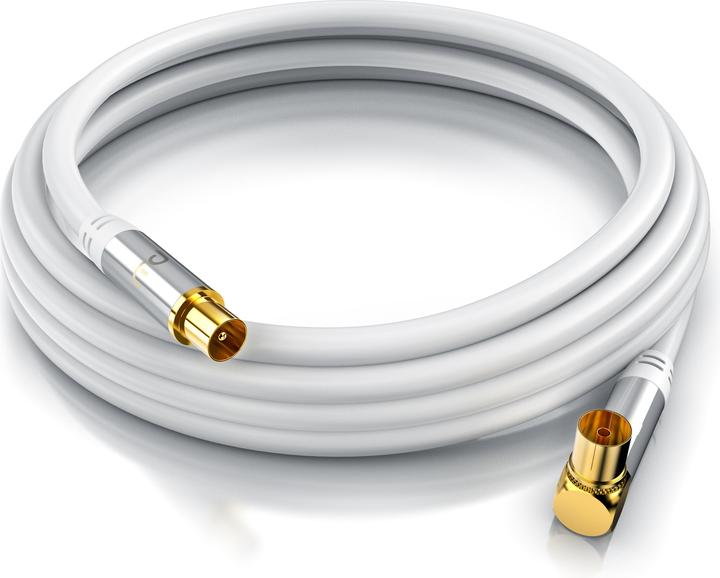 Actual product image Primewire Antenna cable angled, coaxial cable 75 Ohm HDTV, radio, DVB-T DVB-T2 DVB-S2 TV antenna cable (135 dB, Antenna cable)
