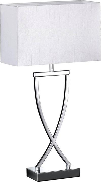 Fischer & Honsel Table lamp metal/fabric 1-light HxW 510x270 mm Anni chrome-coloured fabric shade white with cord (E27)