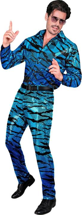 Produktbild Widmann Herren Pailletten Hose im Zebralook Schwarz/Blau (S)