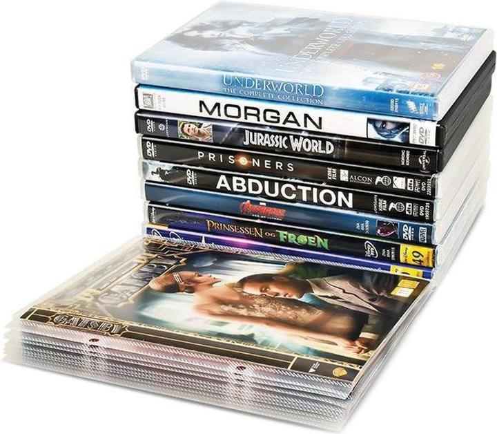Produktbild DVD Schutzhüllen 162x185mm transparent mit Klappe und Abheftrand VE=100 Stück