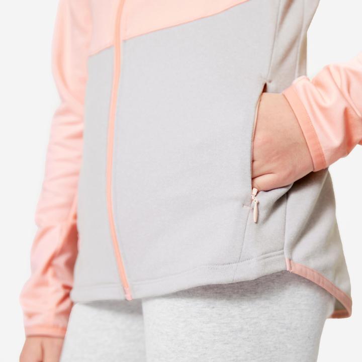 Produktbild Decathlon Trainingsjacke Mädchen tailliert - rosa/grau (6, 7, 8)