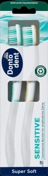 Produktbild dm Dontodent Zahnbürste Sensitive super soft (Doppelpack) (2 x)