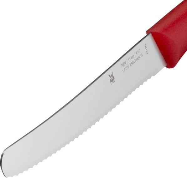 Produktbild WMF Brotzeitmesser Brötchenmesser Frühstücksmesser 23cm Wellenschliff rot (11 cm)