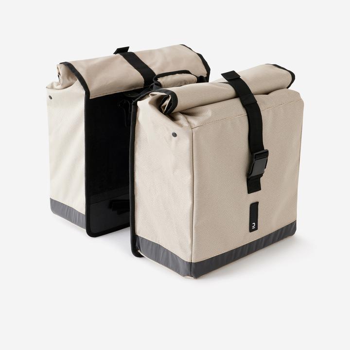 Actual product image Decathlon Double bike bag 500 2 × 20 litres beige (40 l, Luggage carrier bag)