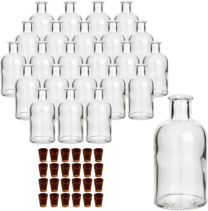 Gouveo 24er-Set Kleine Apothekerflaschen mit Korken (24 Stk., 0.10 l)