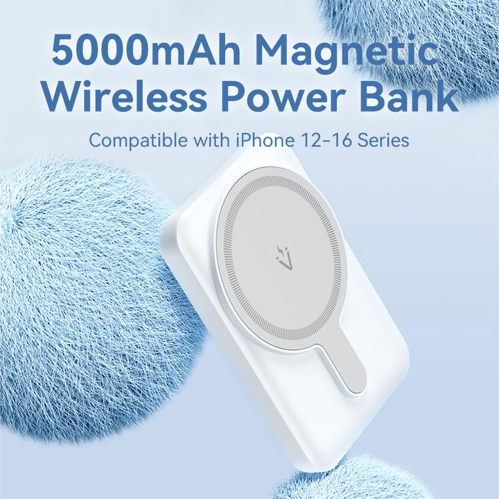 Actual product image Vention 5000mAh Magnetic Wireless Power Bank (USB-C + USB-C + Wireless) 20W Pink Light Indicator Display Typ (5000 mAh, 20 W, 18.50 Wh)