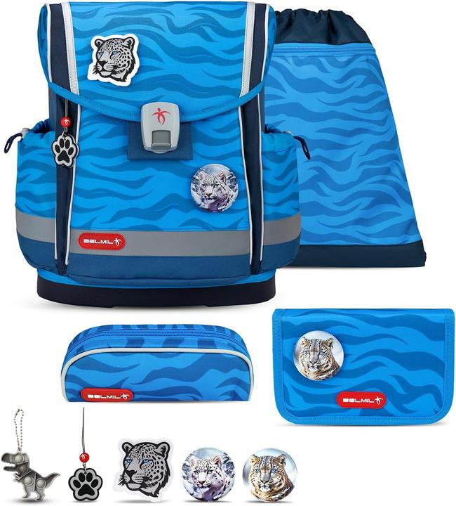 Belmil Classy Plus Schulranzen-Set, 6-teilig, mit Anhänger, Animal Kingdom (19 l)