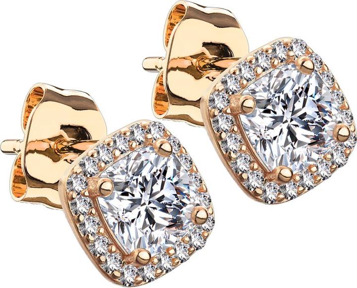 Produktbild Star Piercing Ohrstecker rosegold quadratisch mit Kristall Umrandung und Kristall mittig (ohne Messing, 925 Sterlingsilber)