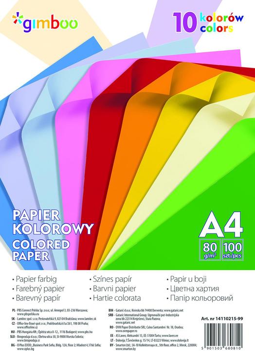 Gimboo Tonpapier, a4, 100 blatt, 80 g/m?, 10 neonfarben (80 g/m², 100 x)