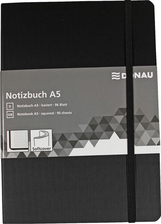 Actual product image Donau Notebook A5 squared 192 pages imitation leather black (A5, Checked)