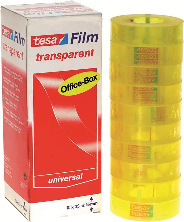 Image du produit tesa 10x tesafilm TRANSPARENT - à forte adhérence - résistant au vieillissement et à la déchirure (15 mm)