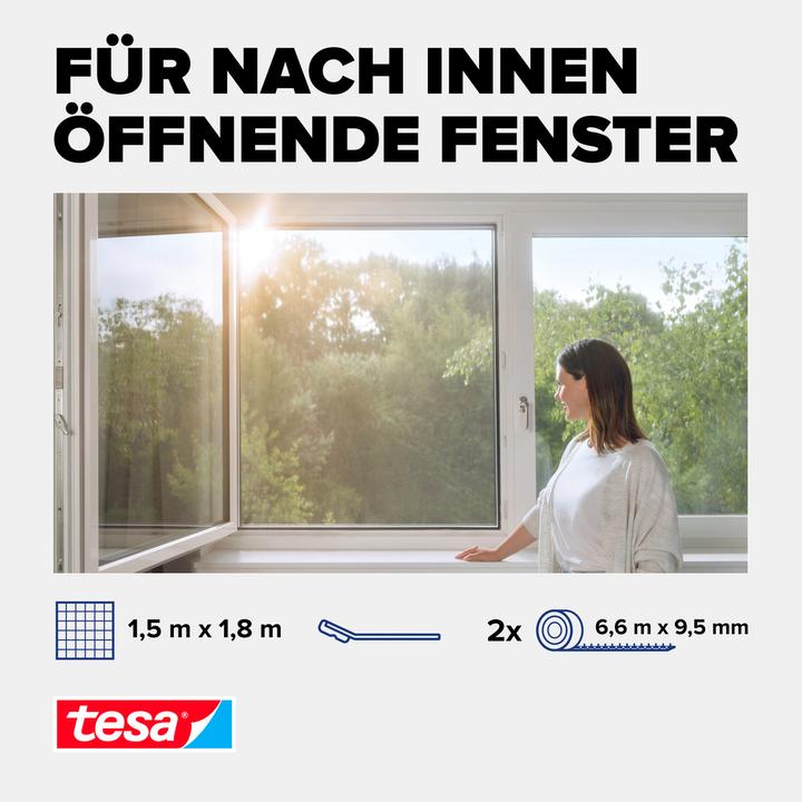 Actual product image tesa Pollen protection grille, for allergy sufferers, can be closed incl. self-adhesive Velcro tape (150 x 180 cm)
