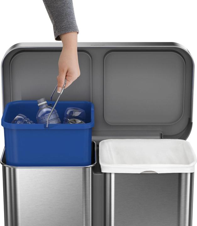Image du produit Simplehuman Poubelle double 58 l, argent brossé (58 l)