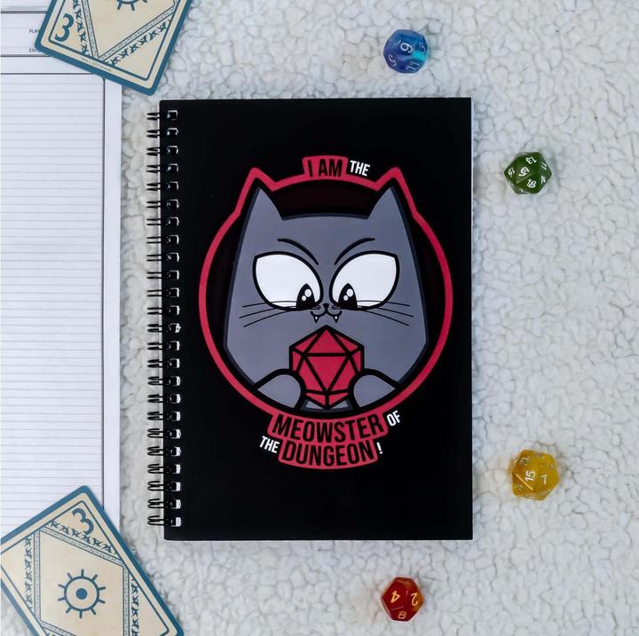 Produktbild Glass Staff Notizbuch Meowster of the Dungeon Schwarz/Grau (Liniert, Harter Einband)