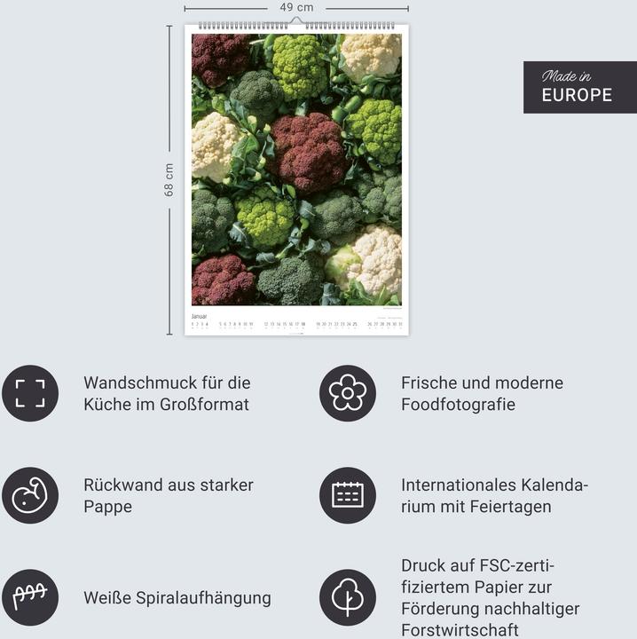 Produktbild Food Gallery Kalender 2026 (49 x 68 cm, Harter Einband, Deutsch)