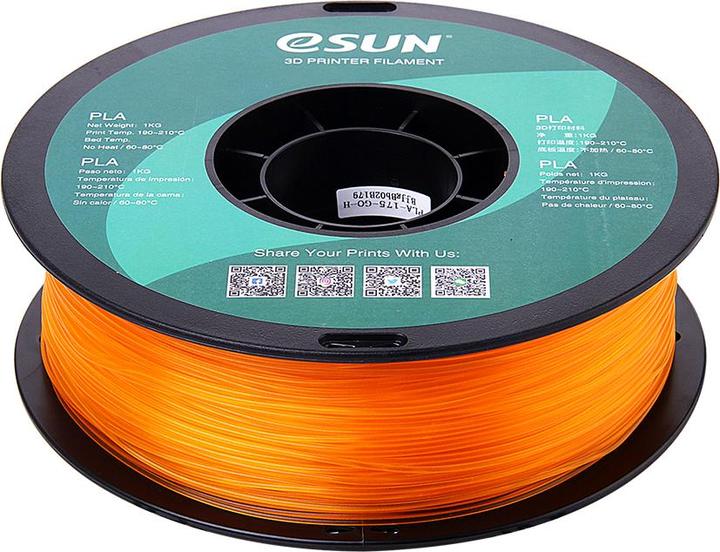 Immagine prodotto eSUN Filamento PLA Arancione Trasparente 1,75mm 1Kg (PLA, 1.75 mm, 1000 g, Arancia)