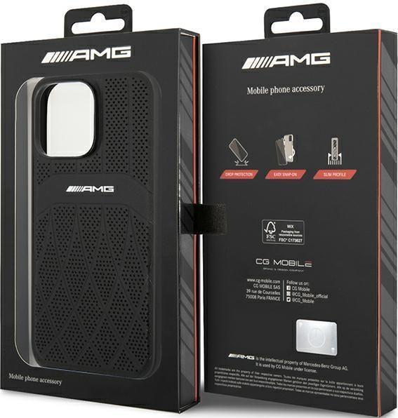 Actual product image Mercedes AMG AMHMP14XOSDBK iPhone 14 Pro Max 6.7" czarny/black hardcase Leather Curved Lines MagSafe (Apple iPhone 14 Pro Max)