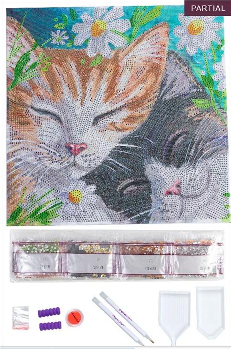 Produktbild Craft Buddy Schlafende Katzen, Bild 30x30cm Crystal Art