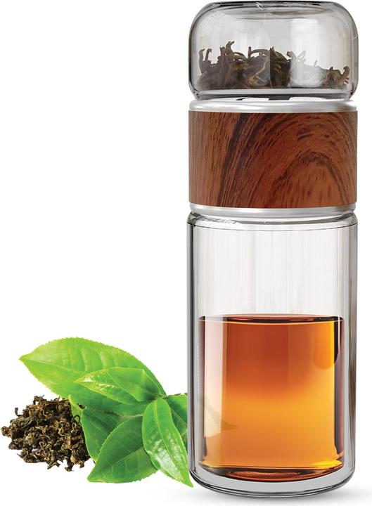 Immagine prodotto Gewürzladen Näfels Drehbare Teeflasche aus hitzebeständigem Glas mit Teefilter - to go (0.24 l)