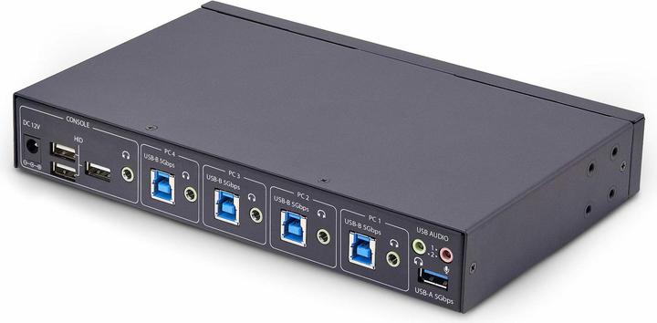 Produktbild StarTech COM 4-Port KM Switch mit Maus-Roaming USB 3.0 Umschalter Tastatur und Maus Switch 3,5mm/USB