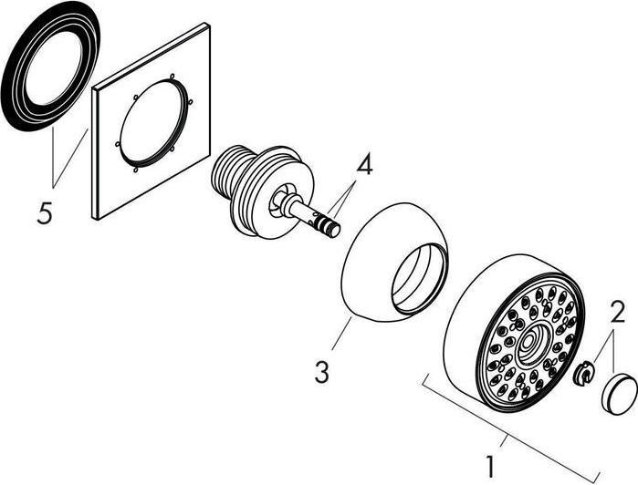 Produktbild hansgrohe Seitenbrause 1 jet Rosette eckig (1 Strahlarten, 5 l/min)