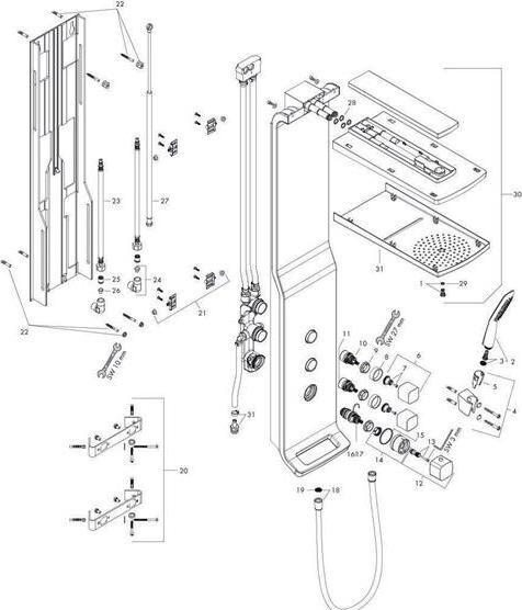 Produktbild hansgrohe Raindance Lift 180 2jet Duschpaneel Aufputz chrom/edelmatt : Farbe - Weiss/Chrom