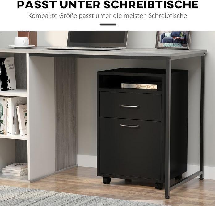 Actual product image Swisshandel24 Roll container Drawer container Container, 1 compartment, 1 shelf, 1 drawer, 40cmx3cmx60cm, black (40 x 35 x 60 cm)