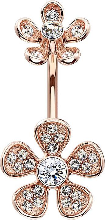 Actual product image Star Piercing Banana Inner Thread rose gold double flower (Brass, Surgical steel 316L)