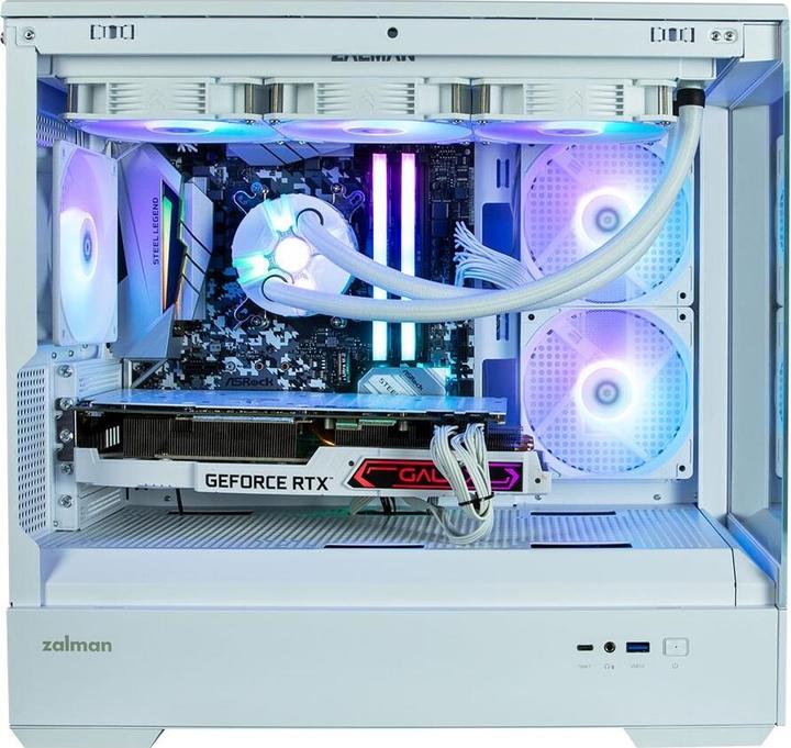 Actual product image Zalman GHE P30 V2 micro-ATX case Tempered Glass Panoramic View - White (mATX)