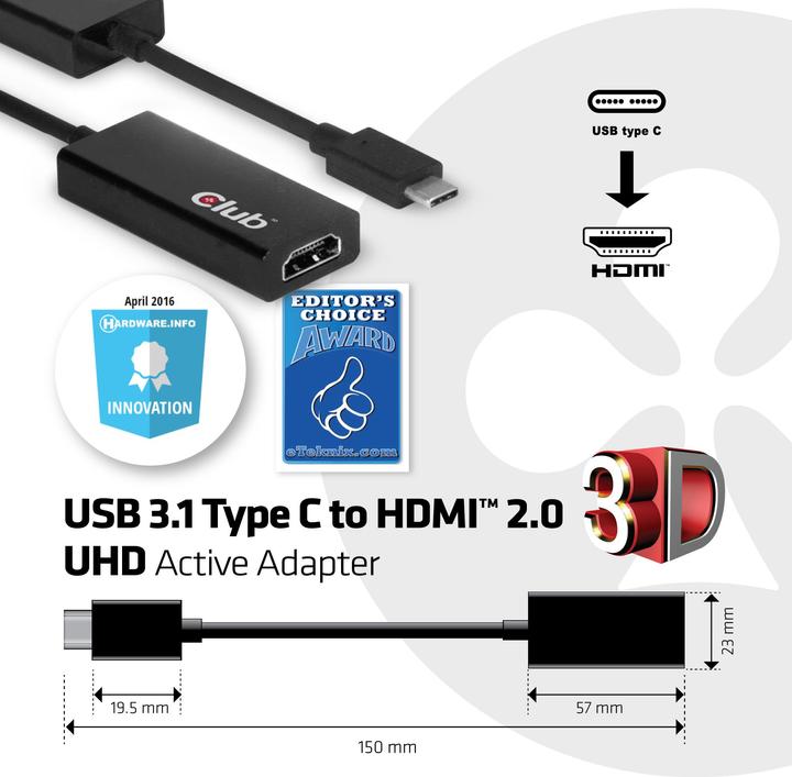 Produktbild Club 3D USB-C zu (HDMI, 10 cm)