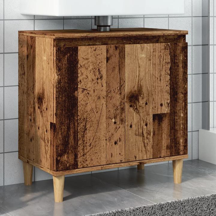 Actual product image VidaXL Waschbeckenunterschrank Unterschrank Badschrank Badmöbel Altholz-Optik (58 x 33 x 60 cm)