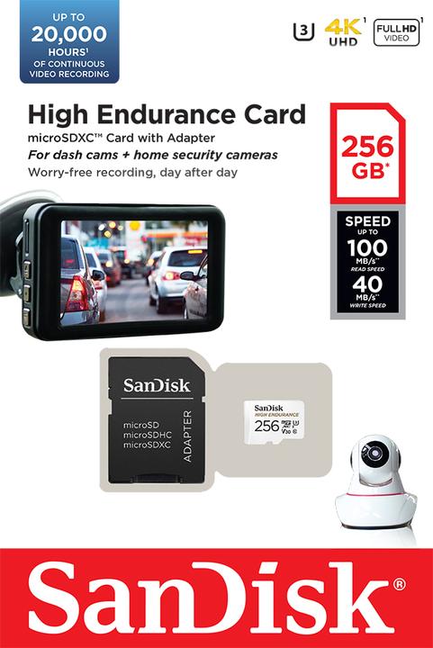 Actual product image SanDisk High Endurance (256 GB, microSDXC, U3, UHS-I)