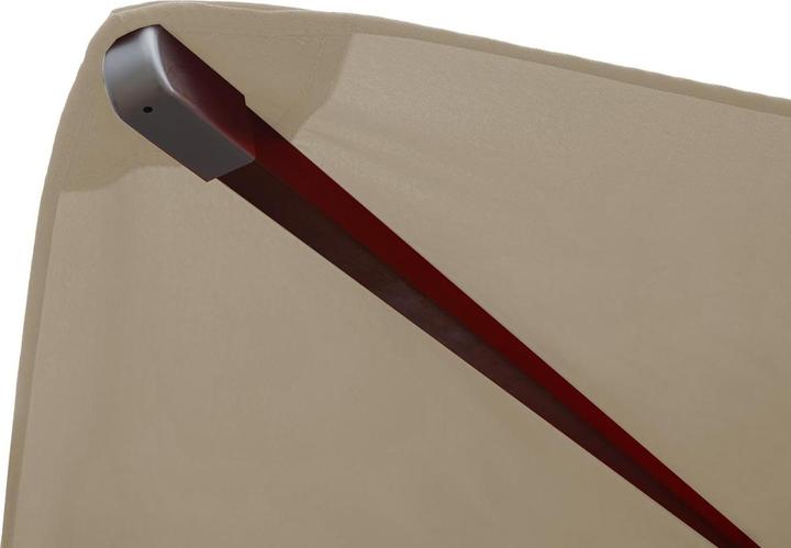 Actual product image Swisshandel24 Gastronomy wooden parasol, garden parasol, polyester/wood 14kg, square 3x3m rope pull shockproof - c (3 m)