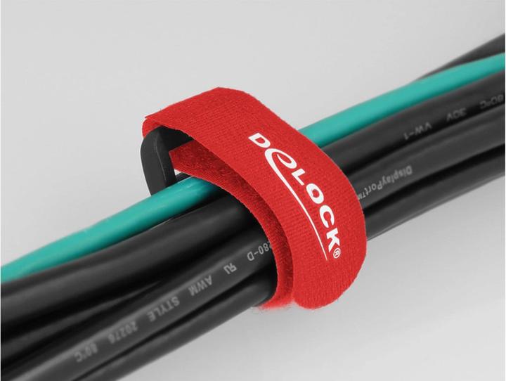 Actual product image Delock Velcro cable tie with loop L 150 x W 20 mm red 5 pieces (Velcro cable ties, 150 mm, 5 pcs.)