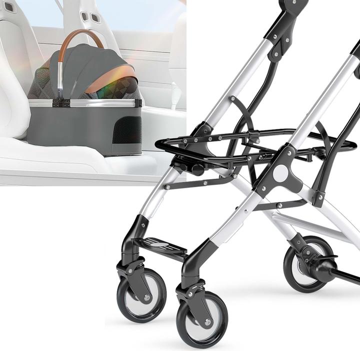 Produktbild Fudajo 2in1 Hundewagen faltbar Hundebuggy Ablage Grau Haustierwagen Katze (Katze, Hund, Atmungsaktiv, Faltbar)