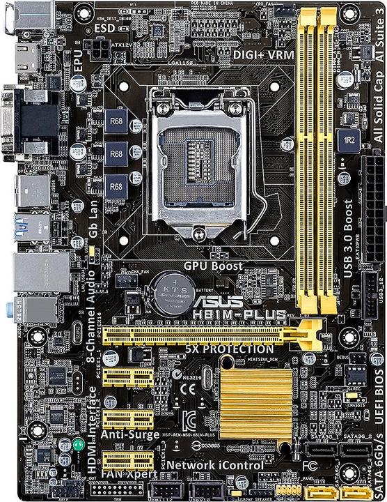 Produktbild ASUS H81m-Plus, Matx, Lga1150 (LGA 1150, Intel H81, mATX)
