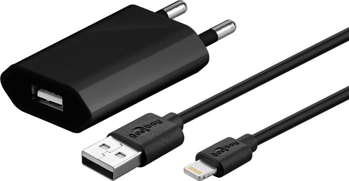 Actual product image Goobay USB A Charger Slim with Apple Lightning Cable (5 W)