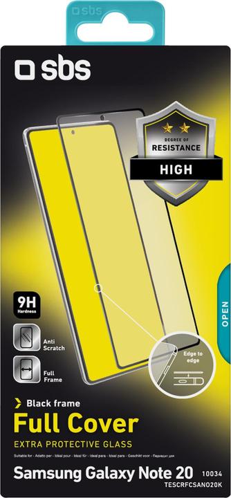 Productafbeelding SBS Glass Screen Protector Full Cover Samsung Galaxy Note20, zwart (1 Stuk, Samsung Galaxy Note 20)
